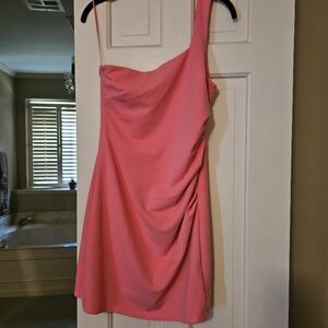 Chic One-Shoulder Pink Dress
